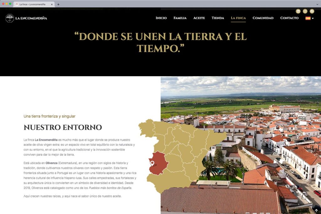 Vista de la web de La Encomendiña La Finca