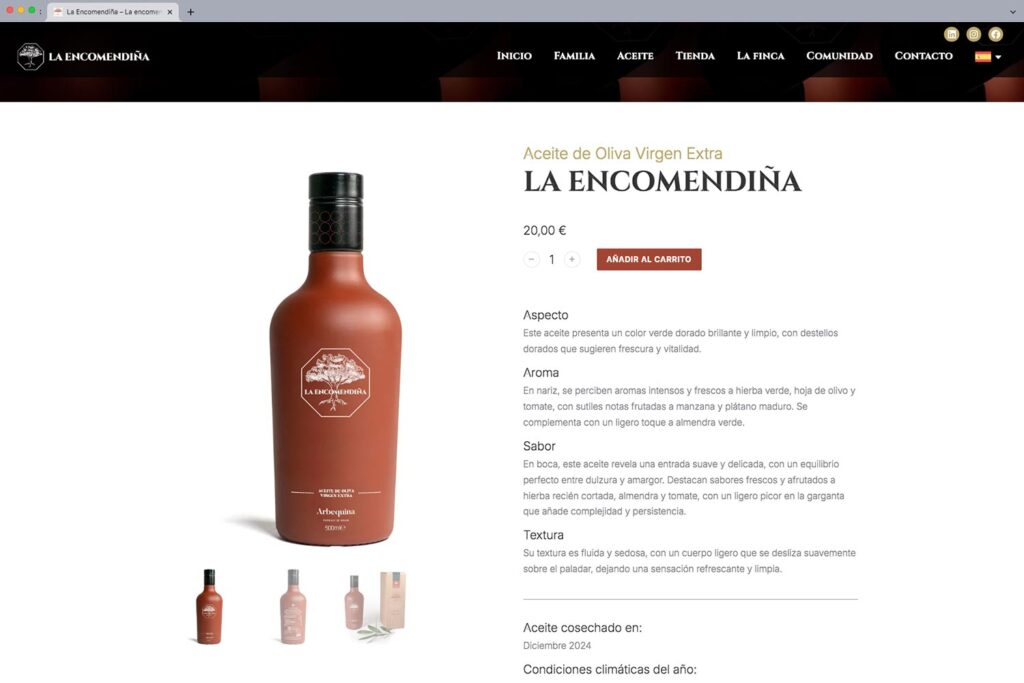 Vista de la web de La Encomendiña