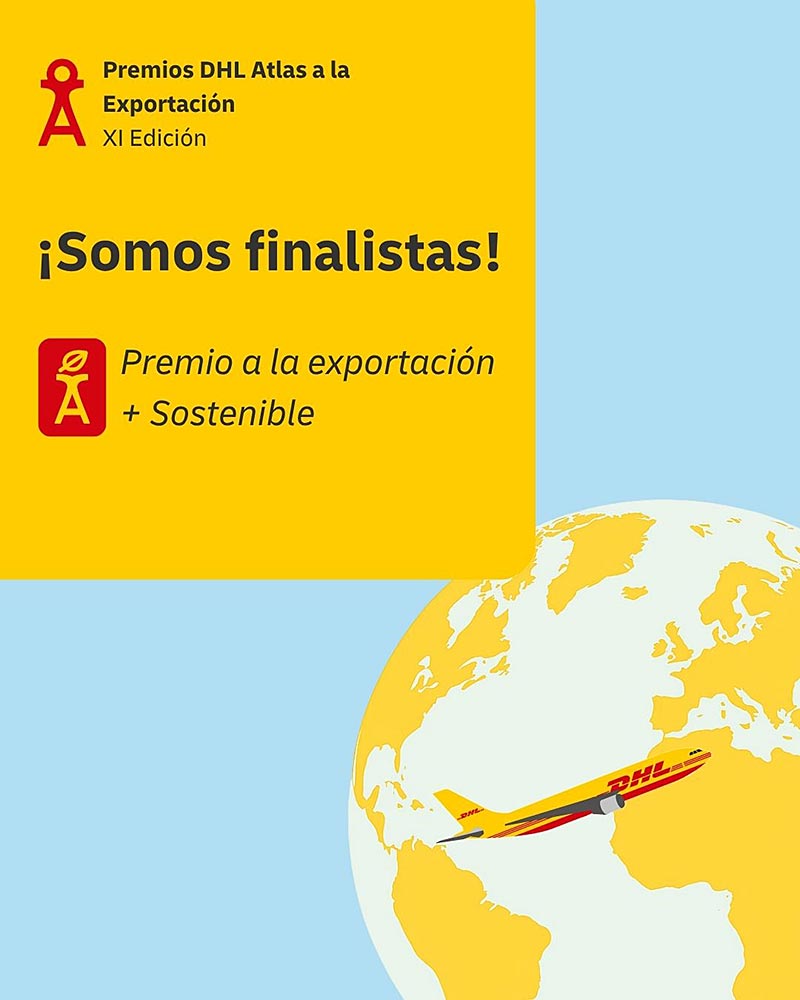 Tarjeta Somos Finalistas del premio DHL a la Exportación